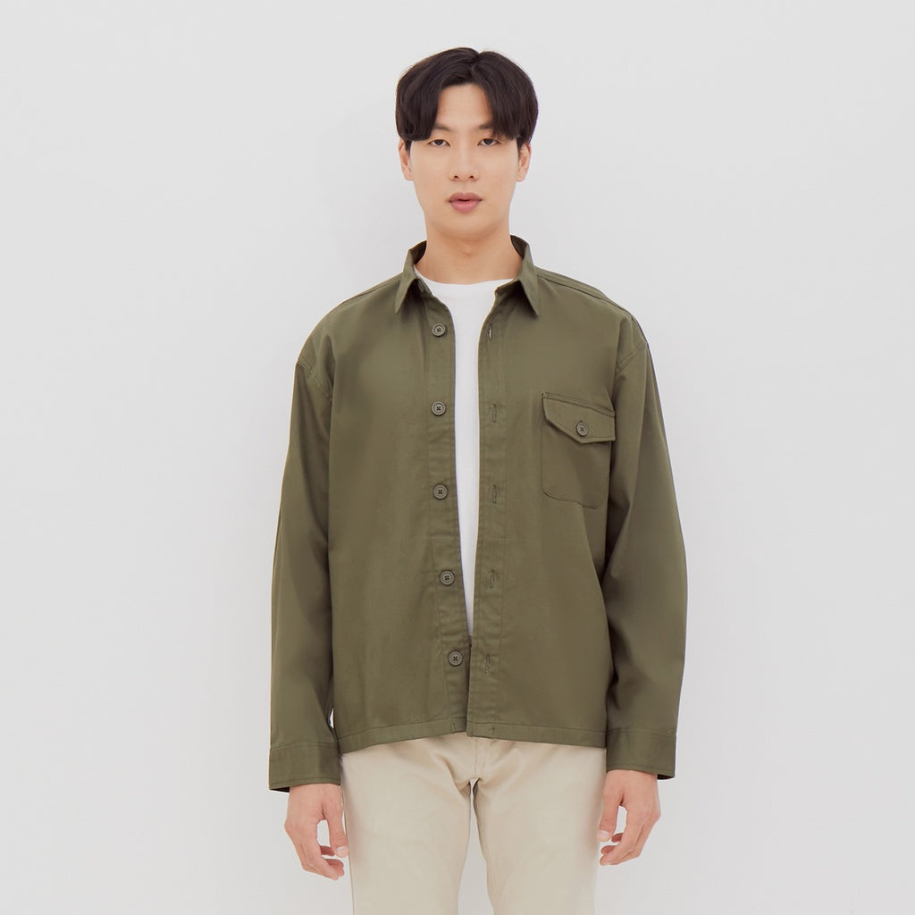M231 Kemeja Jaket Pria Panjang Olive 2269C