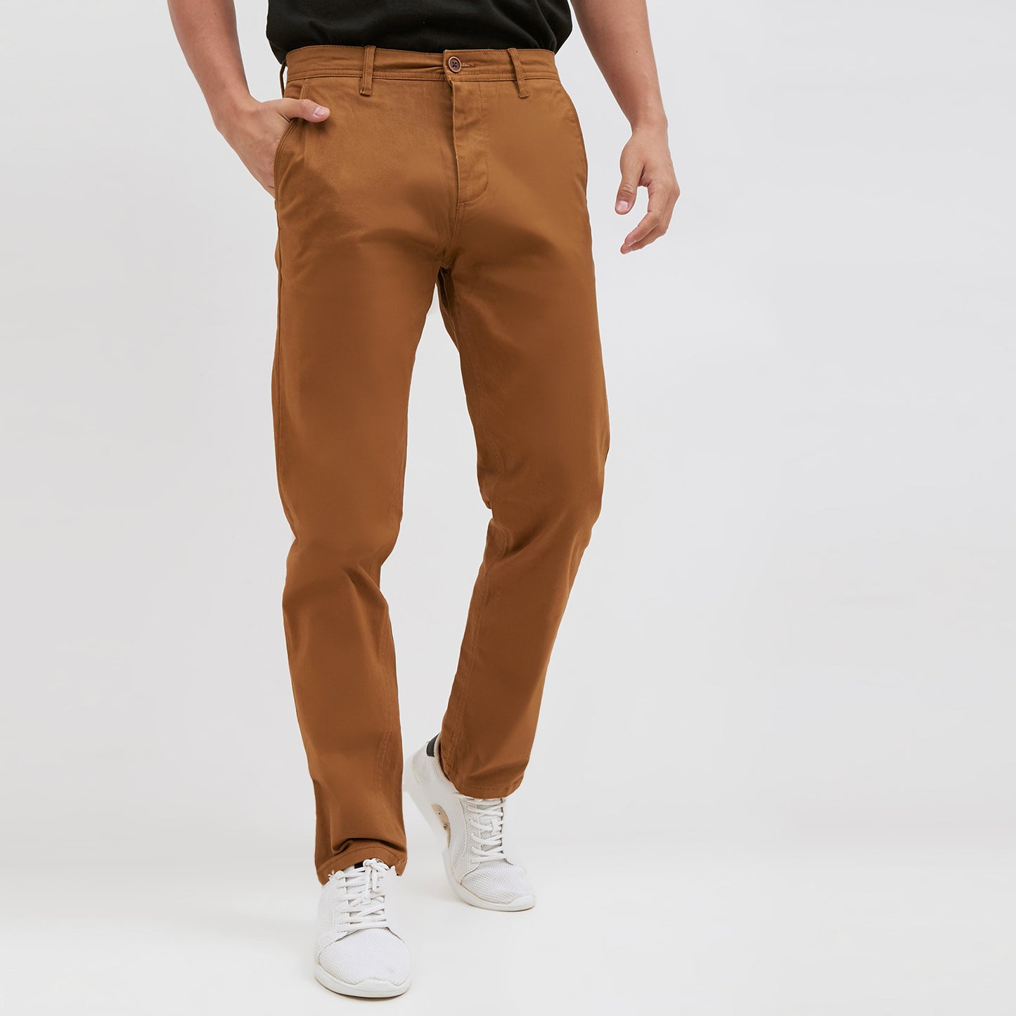 M231 Celana Panjang Pria Chinos Slim Fit Stretch Warna Brown C1057