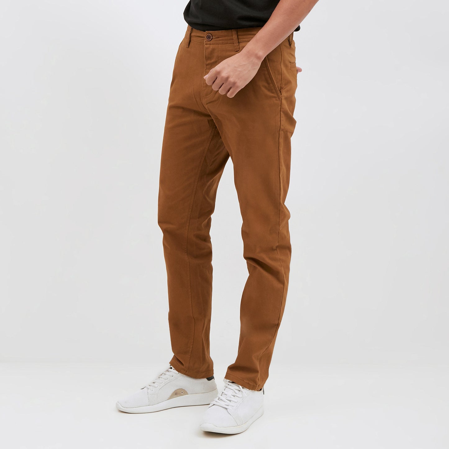 M231 Celana Panjang Pria Chinos Slim Fit Stretch Warna Brown C1057