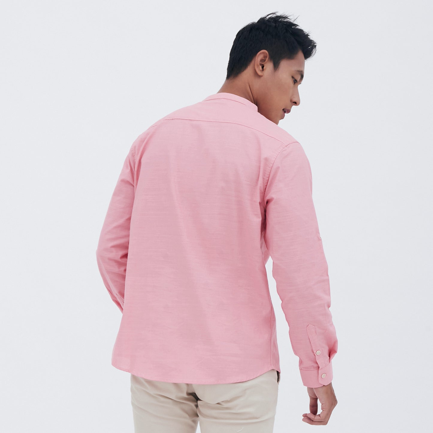 M231 Kemeja Pria Shanghai Polos Panjang Pink 1694