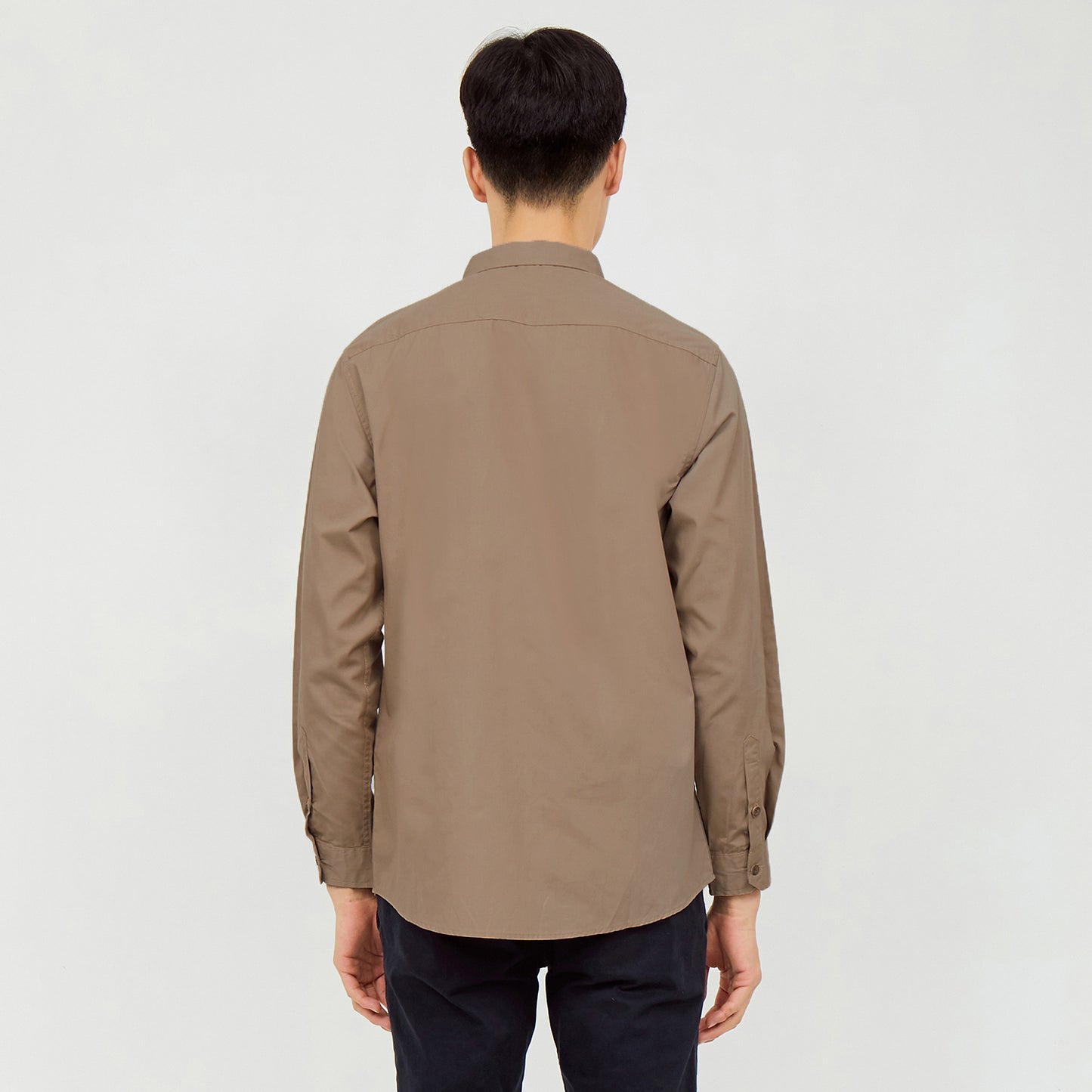 M231 Kemeja Pria Basic Polos Panjang Khaki 1468M