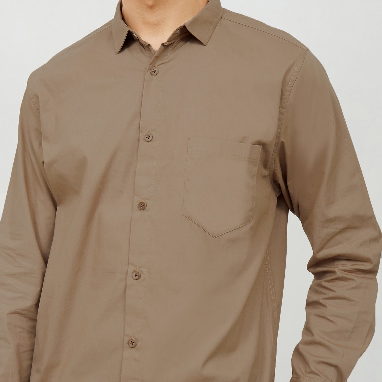 M231 Kemeja Pria Basic Polos Panjang Khaki 1468M