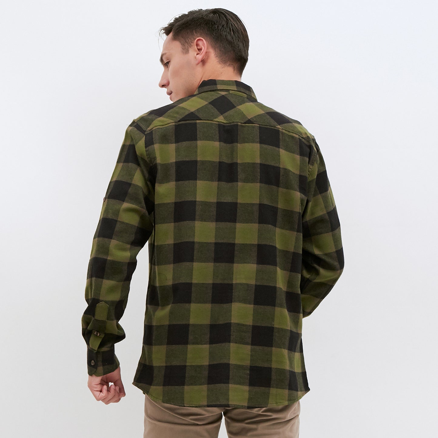 M231 Kemeja Pria Flannel Panjang Warna Hijau 1895