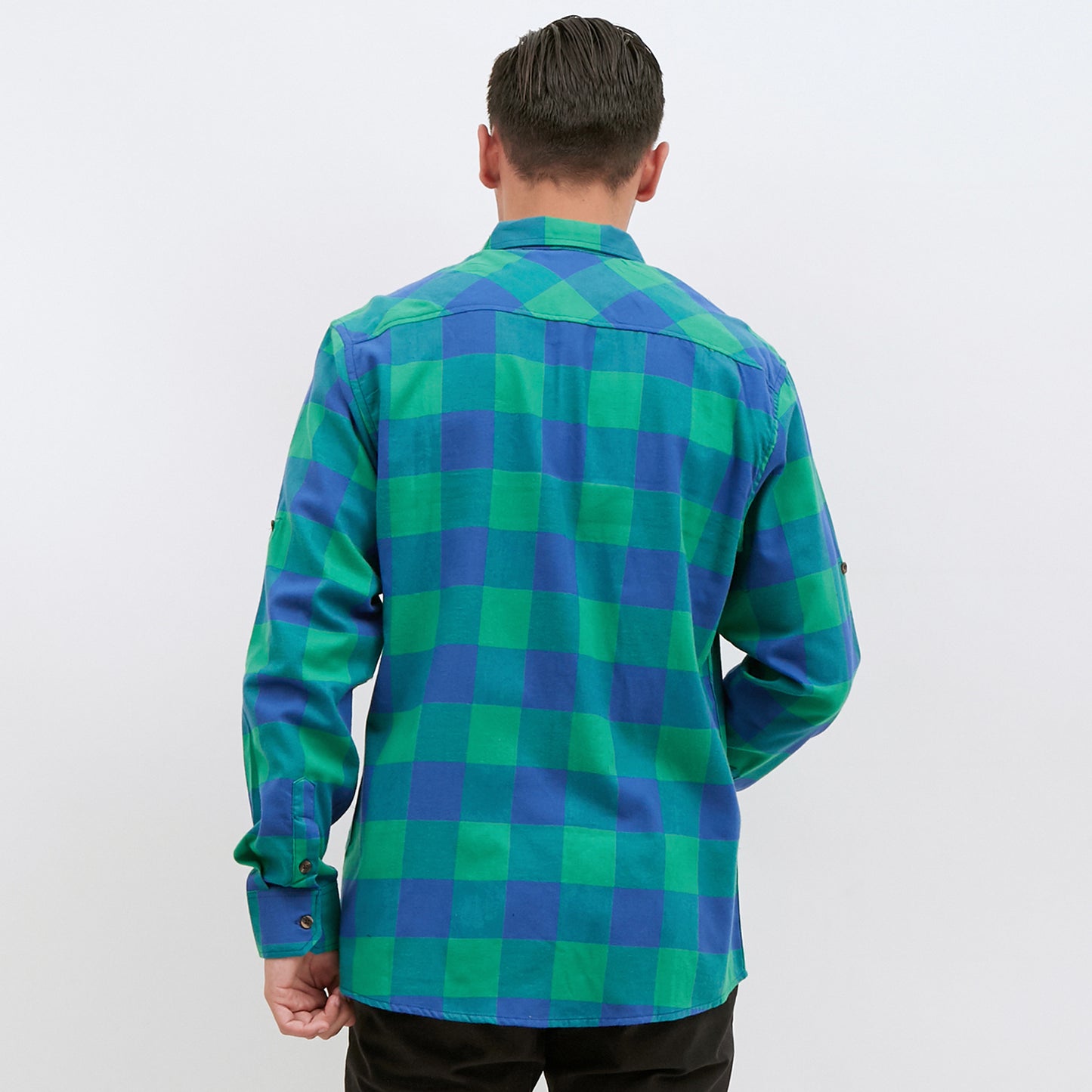 M231 Kemeja Pria Flannel Panjang Warna Hijau 1900A