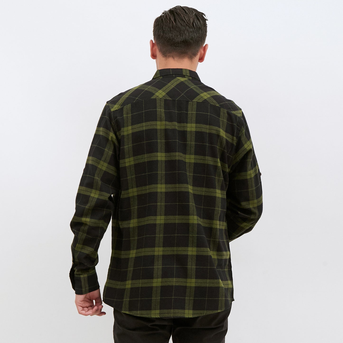 M231 Kemeja Pria Flannel Panjang Warna Hijau 1901B