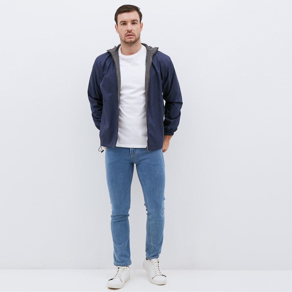 M231 Jaket Pria Taslan Hoodie Panjang Navy 1757A