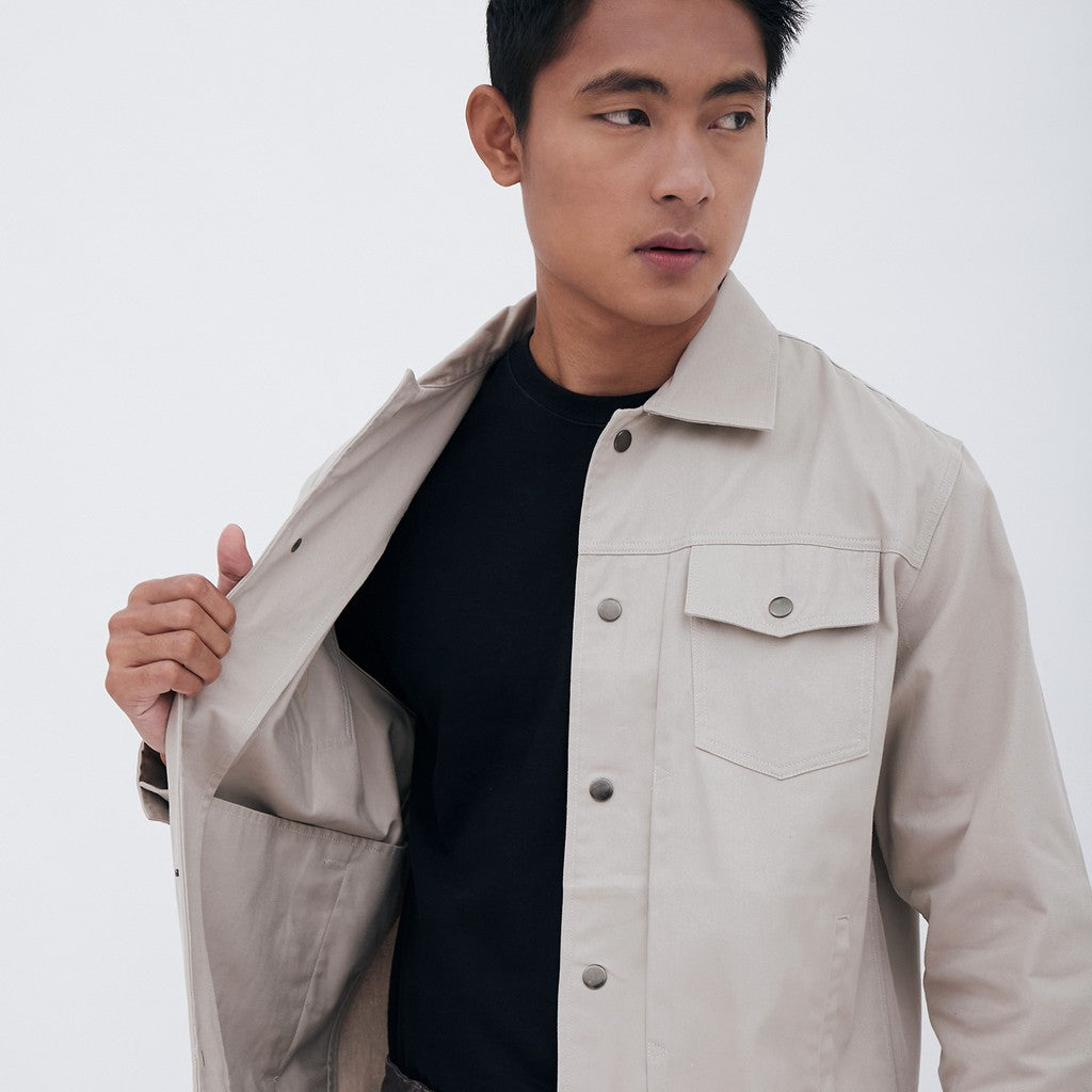 M231 Jaket Pria Coverall Panjang Cream 1957A