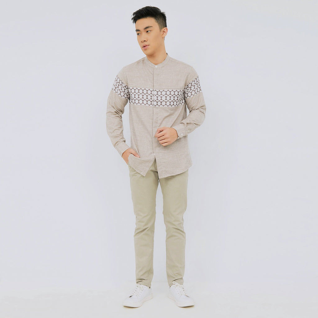 M231 Kemeja Pria Koko Panjang Coklat 2324B