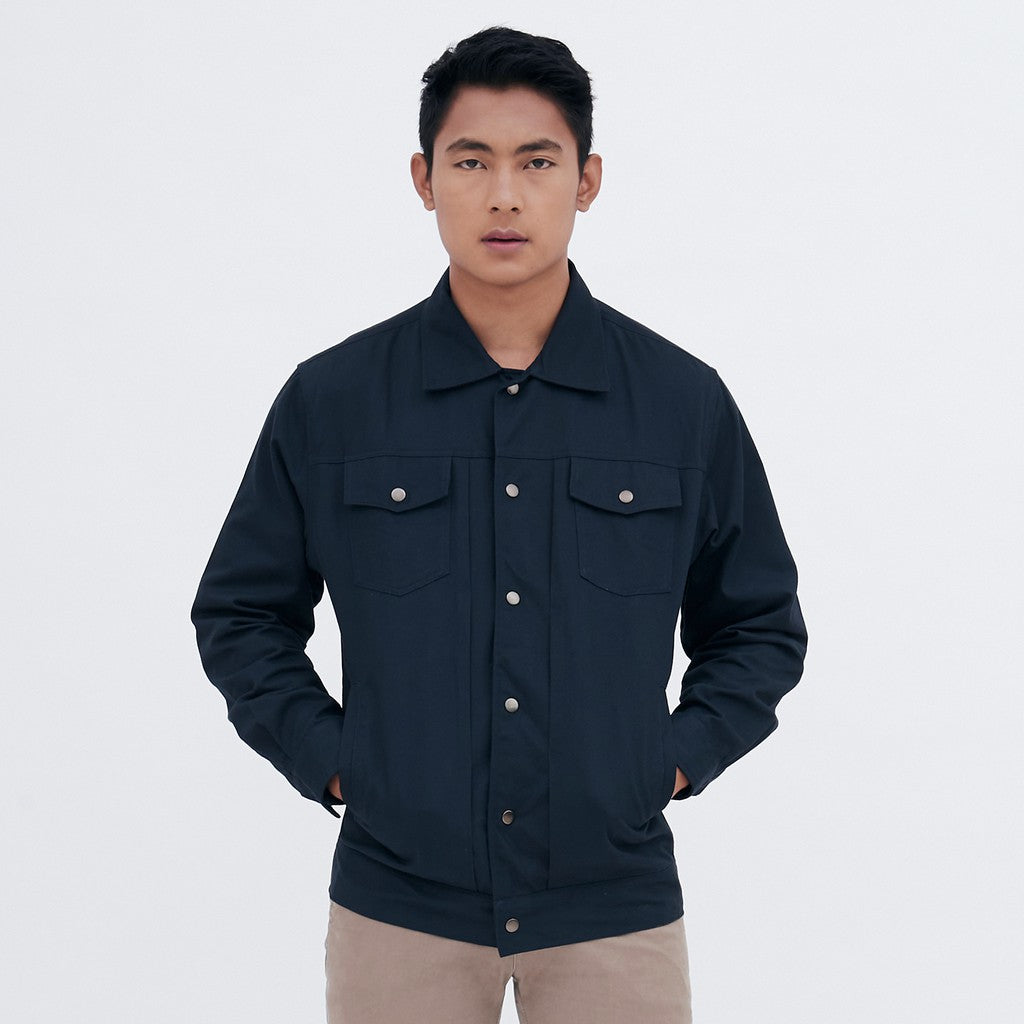 M231 Jaket Pria Coverall Panjang Navy 1957D