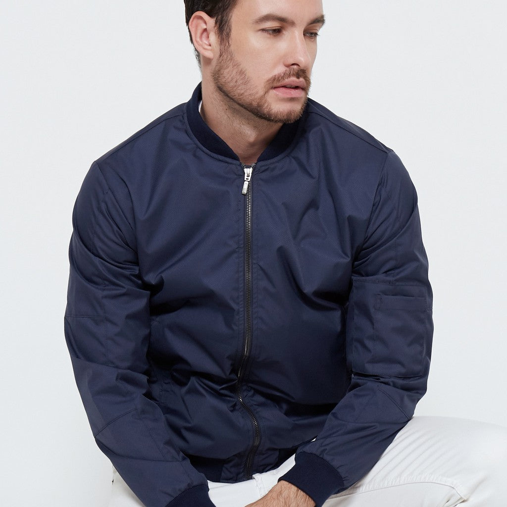 M231 Jaket Pria Taslan Bomber Panjang Navy 1758A