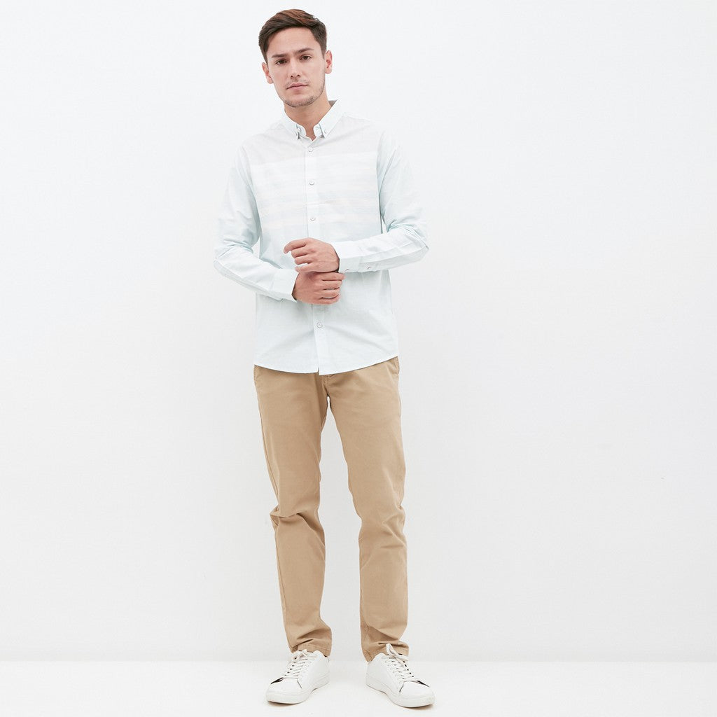 M231 Kemeja Pria Stripe Panjang Hijau 1258