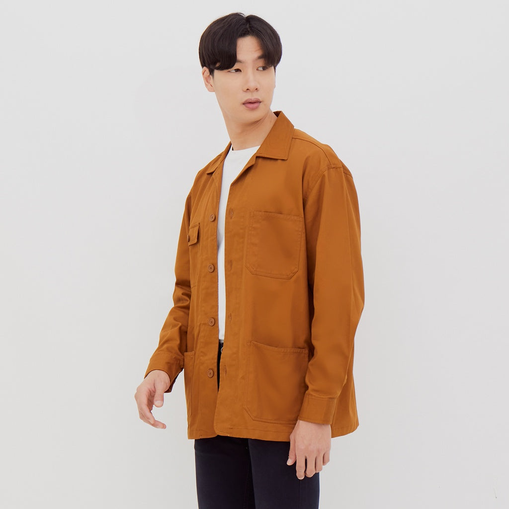 M231 Kemeja Jaket Pria Panjang Coklat 2302D