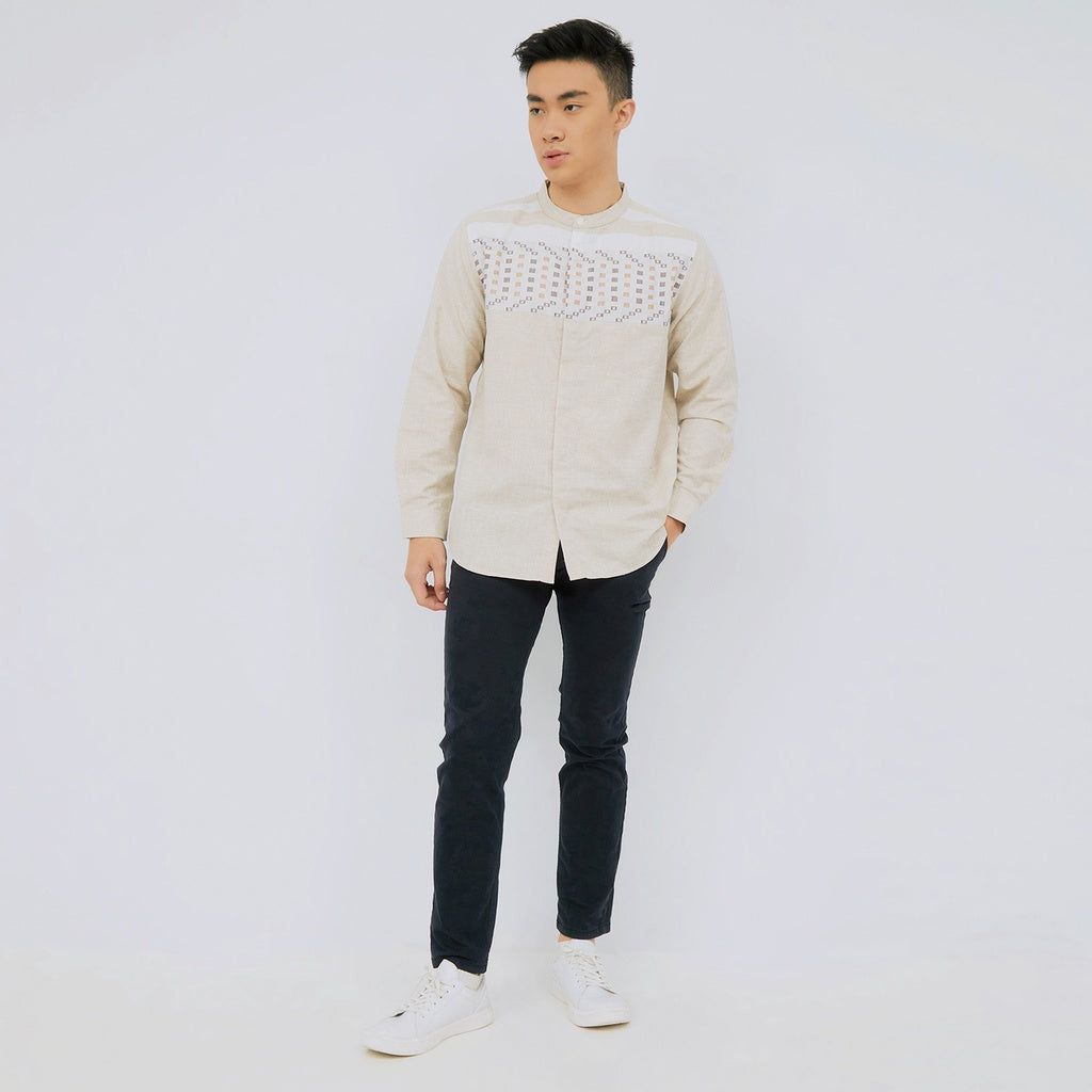 M231 Kemeja Pria Koko Panjang Cream 2381