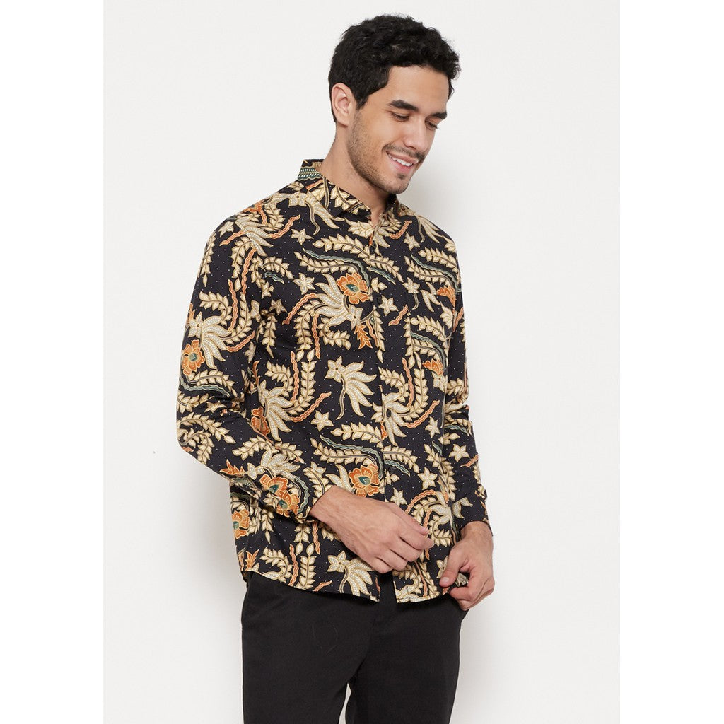 M231 Kemeja Pria Batik Panjang Warna Hitam 1080B