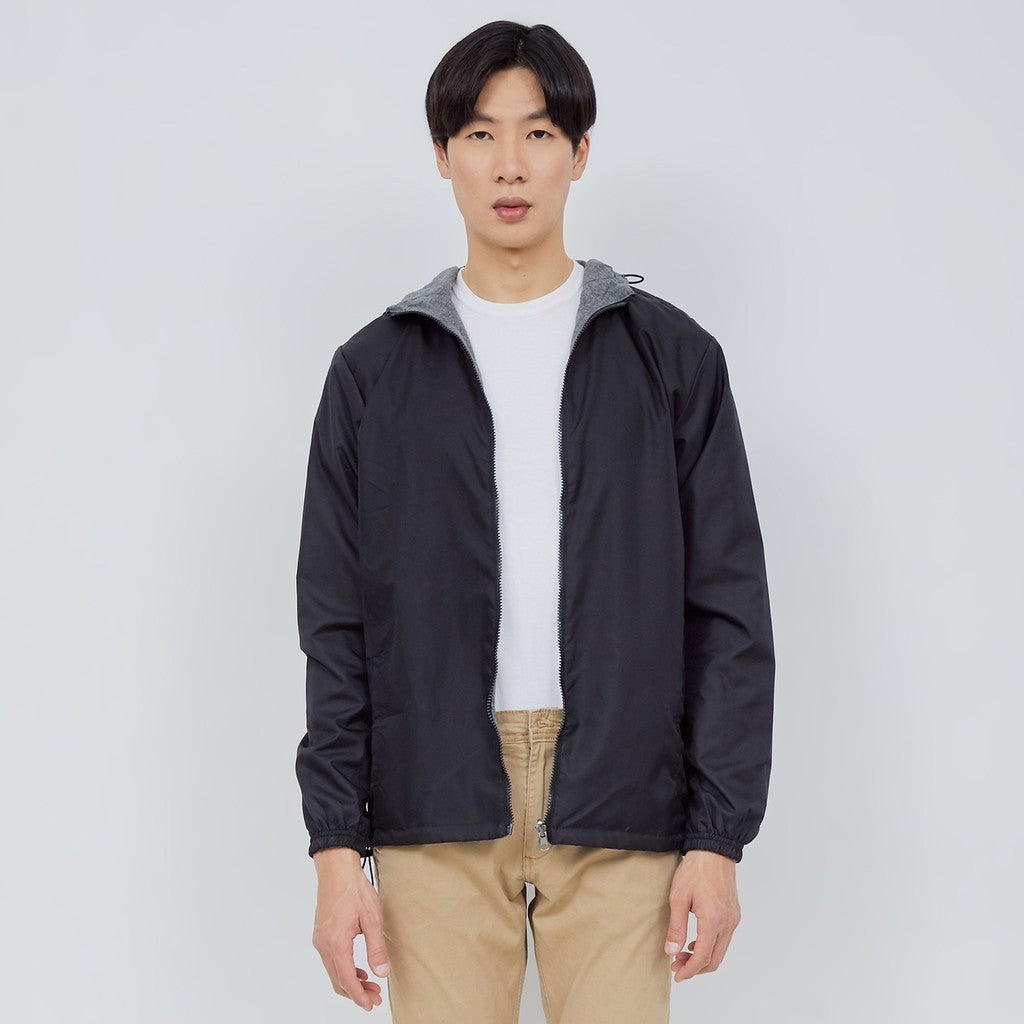 M231 Jaket Pria Taslan Hoodie Panjang Hitam 1757B