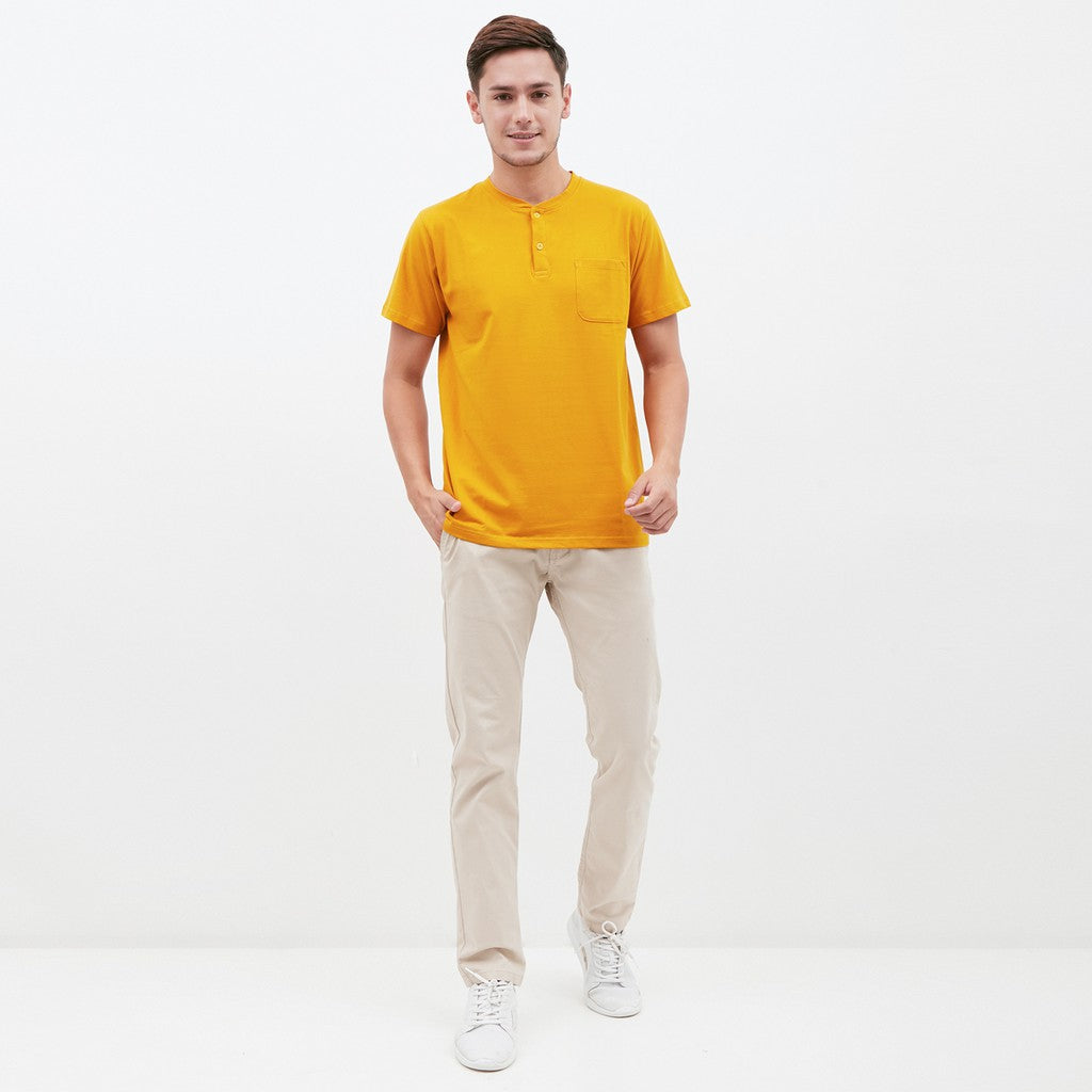 M231 T-Shirt Polos Kancing Pendek Warna Mustard 1835I
