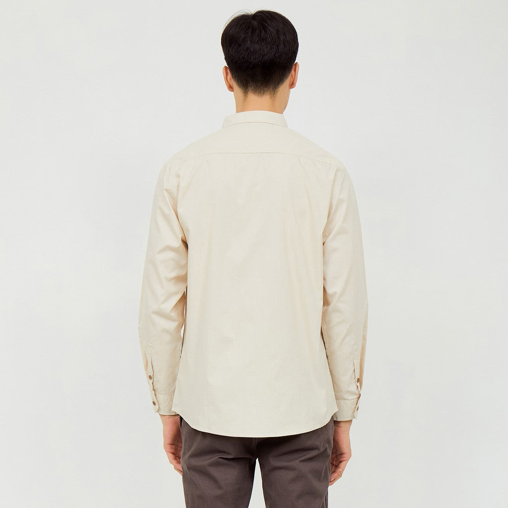 M231 Kemeja Pria Basic Polos Panjang Khaki Muda 1468P