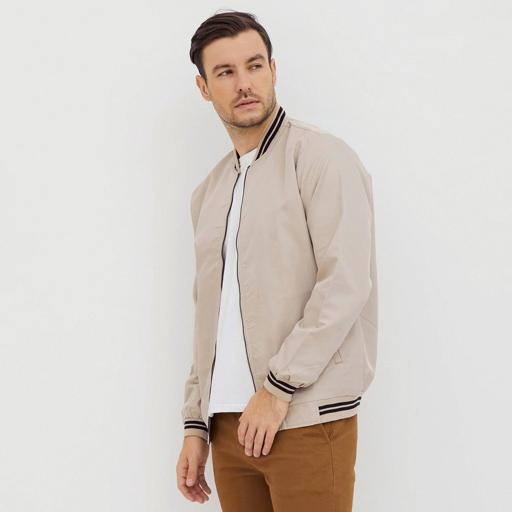 M231 Jaket Pria Bomber Taslan Panjang Khaki 2078A