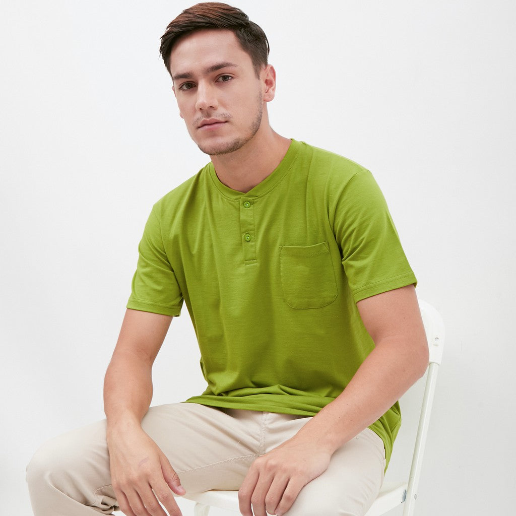 M231 T-Shirt Polos Kancing Pendek Warna Hijau 1835D