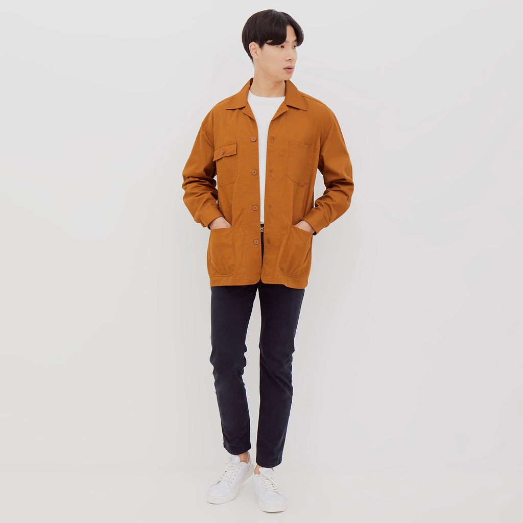M231 Kemeja Jaket Pria Panjang Coklat 2302D