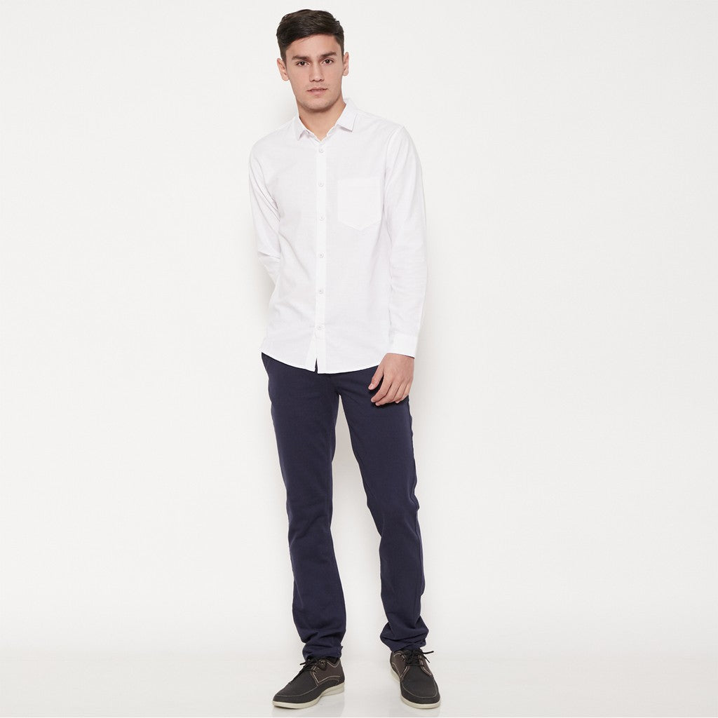 M231 Kemeja Pria Basic Polos Oxford Panjang Warna Putih 1468A