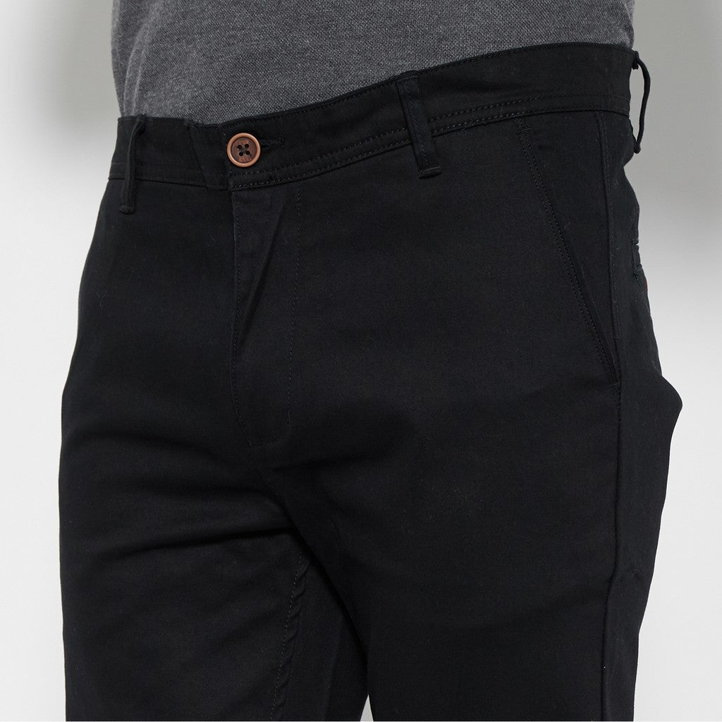 M231 Celana Panjang Pria Chinos Slim Fit Stretch Warna Hitam C1091