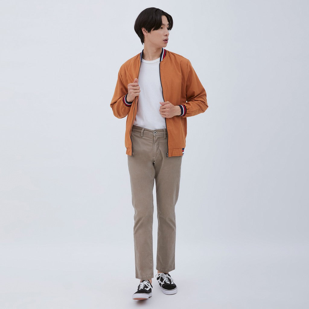 M231 Jaket Pria Bomber Oxford Panjang Merah Bata 1768G
