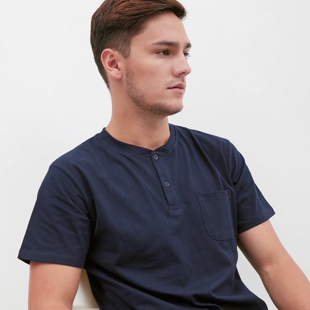 M231 T-Shirt Polos Kancing Pendek Warna Navy 1835H