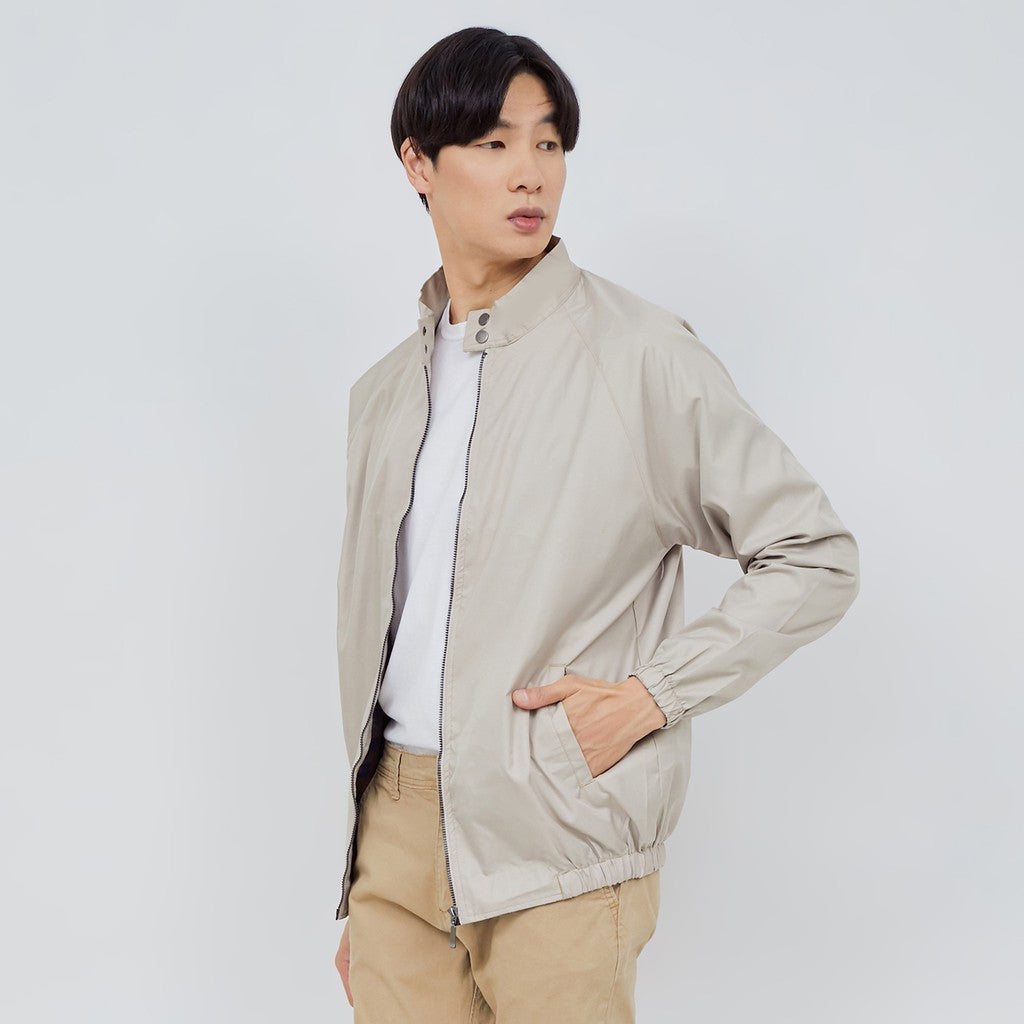 M231 Jaket Pria Taslan Windbreaker Panjang Khaki 2039A