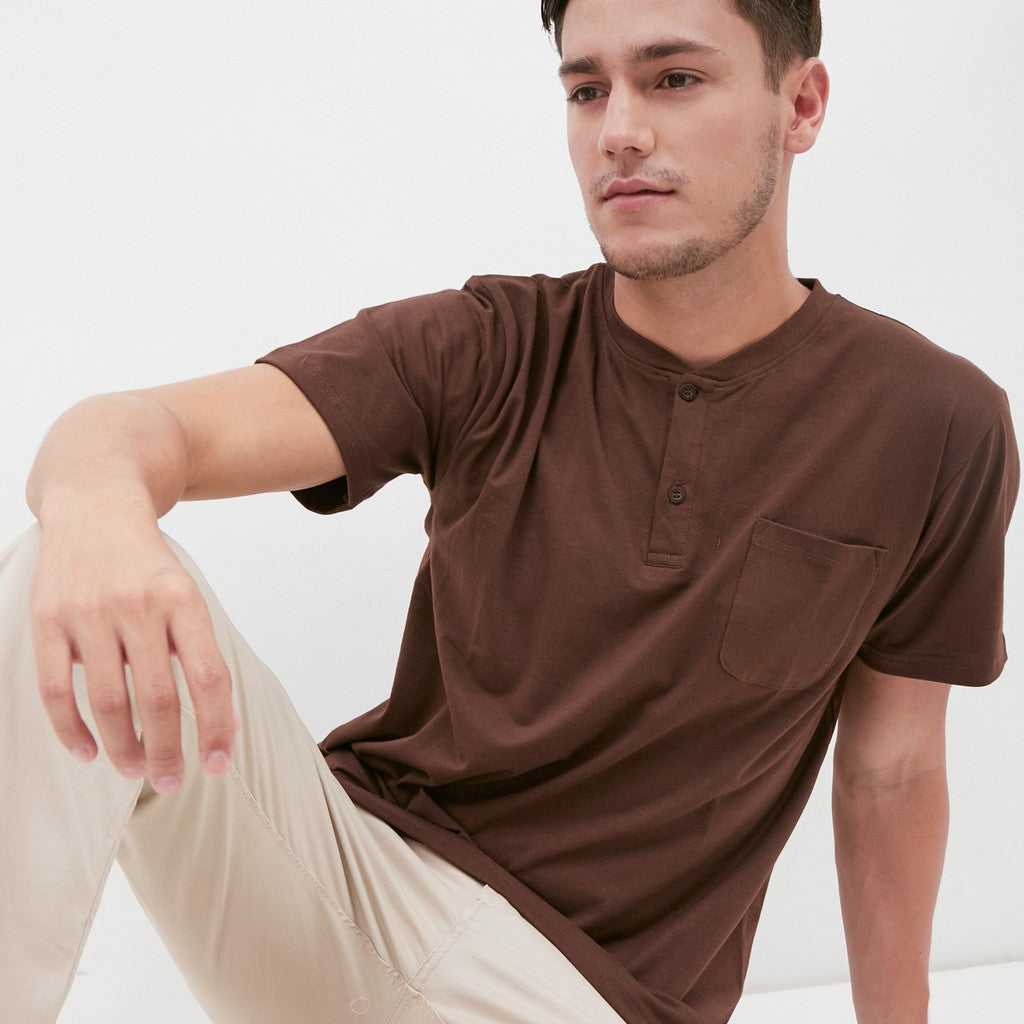 M231 T-Shirt Polos Kancing Pendek Warna Coklat 1835A