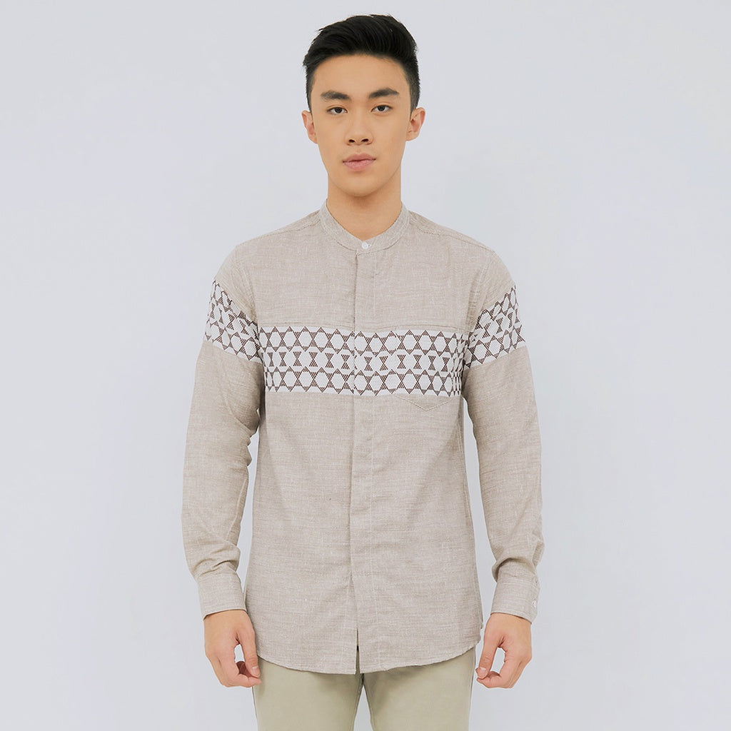 M231 Kemeja Pria Koko Panjang Coklat 2324B