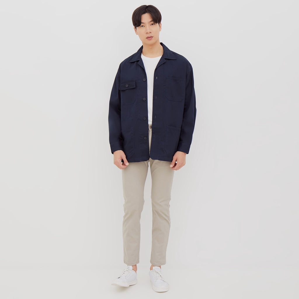 M231 Kemeja Jaket Pria Panjang Navy 2302C