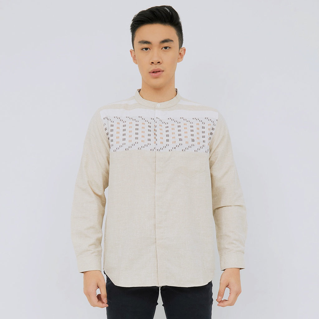 M231 Kemeja Pria Koko Panjang Cream 2381