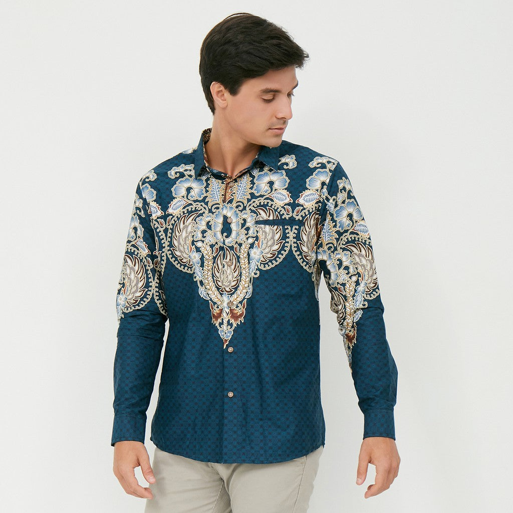M231 Kemeja Pria Batik Panjang Navy 2153A