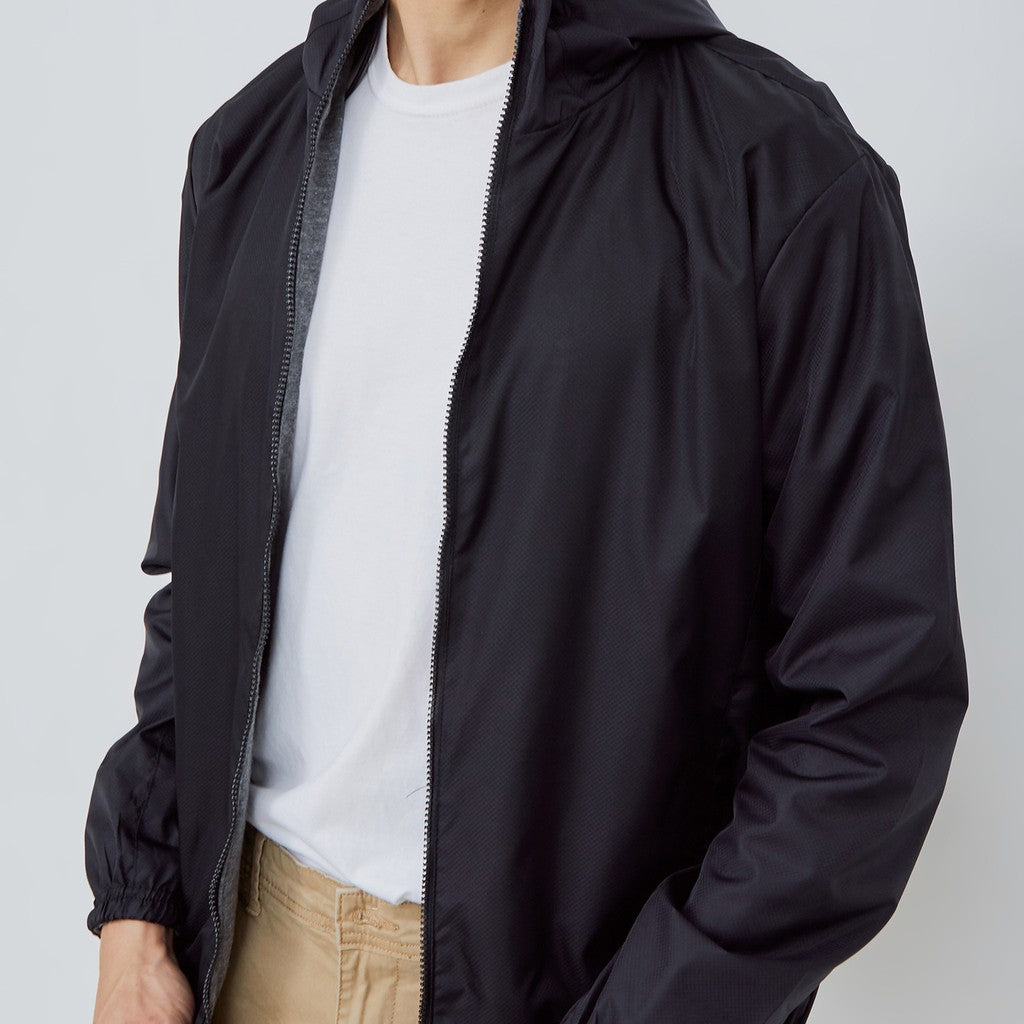 M231 Jaket Pria Taslan Hoodie Panjang Hitam 1757B