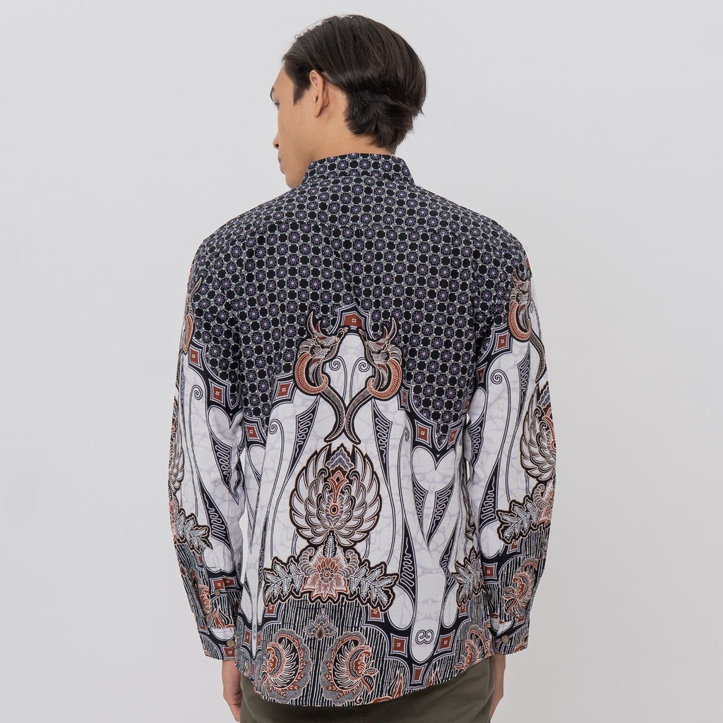 M231 Kemeja Pria Batik Panjang Hitam 2587B