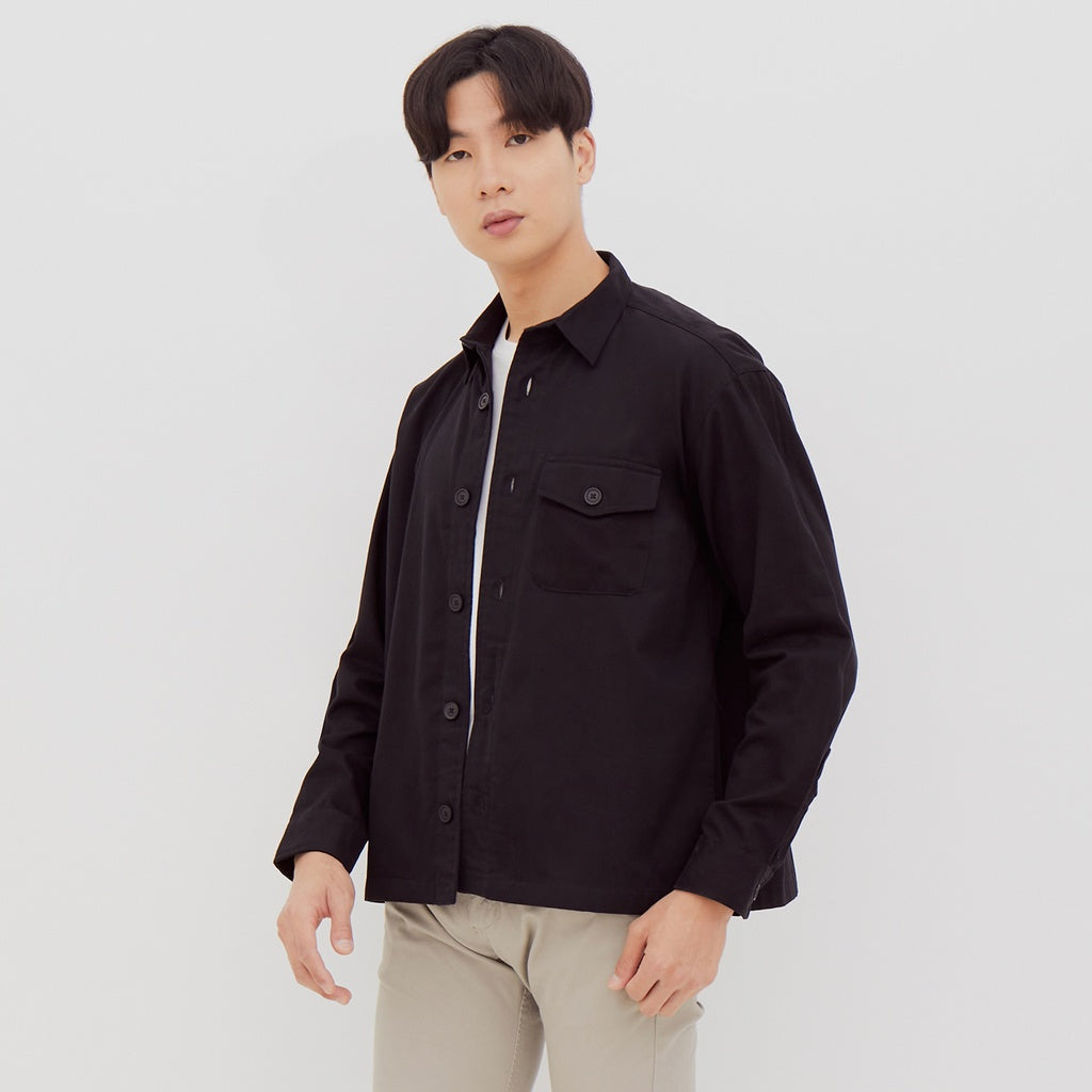 M231 Kemeja Jaket Pria Panjang Hitam 2269E