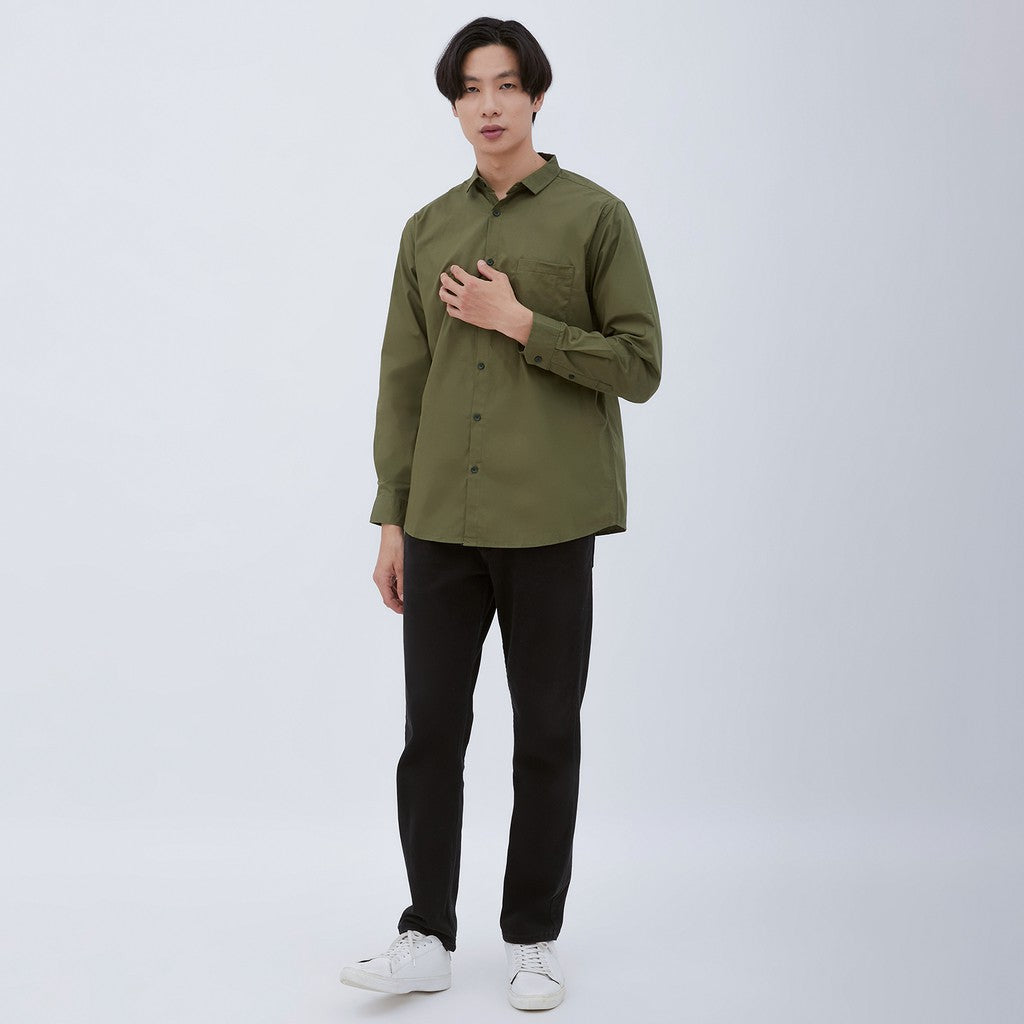 M231 Kemeja Pria Basic Polos Panjang Army 1468J