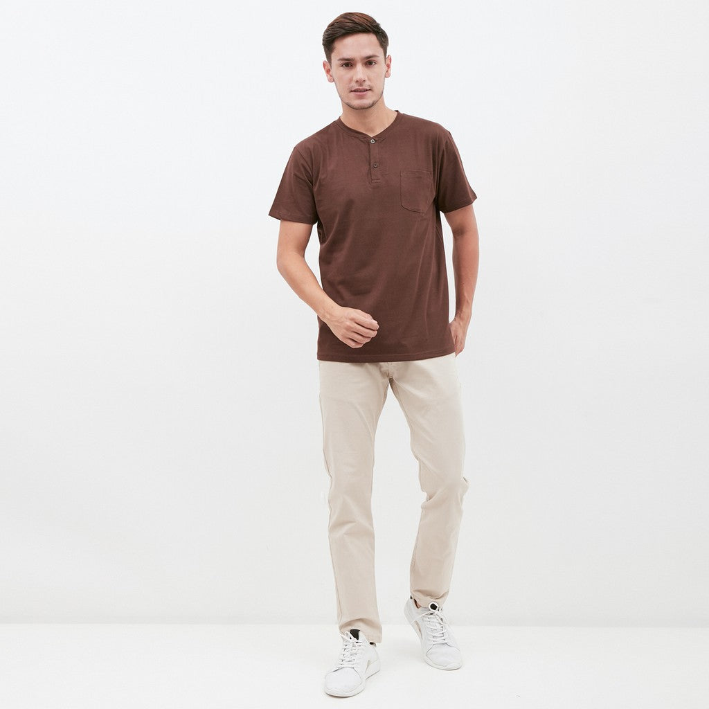 M231 T-Shirt Polos Kancing Pendek Warna Coklat 1835A