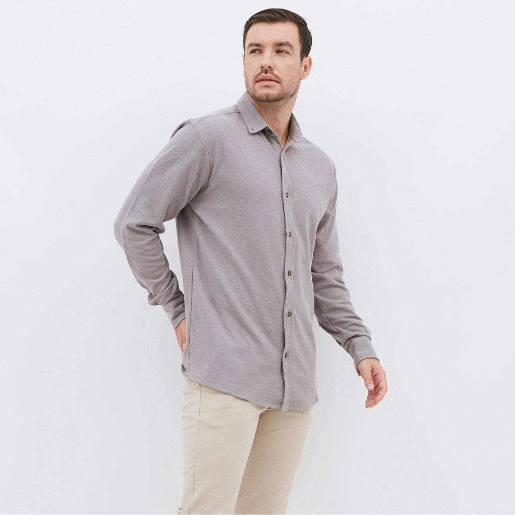M231 Kemeja Pria Cotton Pique Panjang Abu 1792E