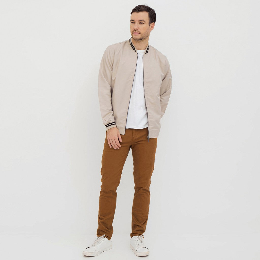 M231 Jaket Pria Bomber Taslan Panjang Khaki 2078A