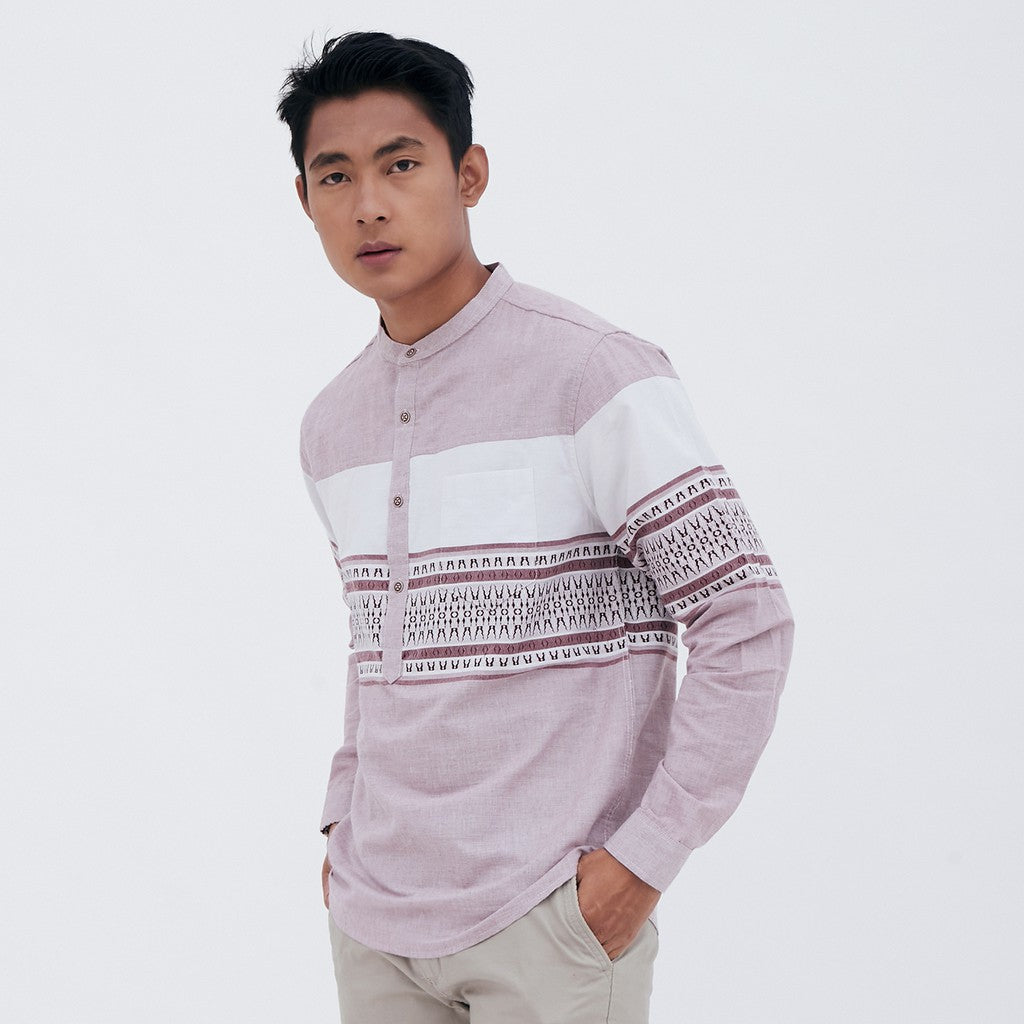 M231 Kemeja Pria Koko Panjang Maroon 1652