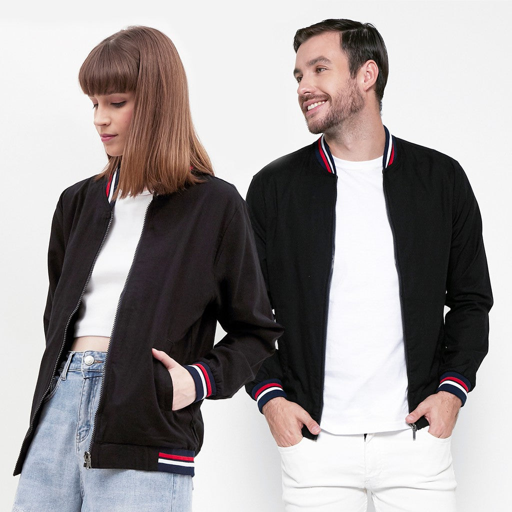 M231 Jaket Pria Bomber Oxford Panjang Hitam 1768A