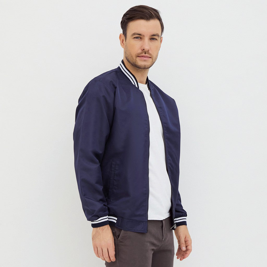 M231 Jaket Pria Bomber Taslan Panjang Navy 2078D