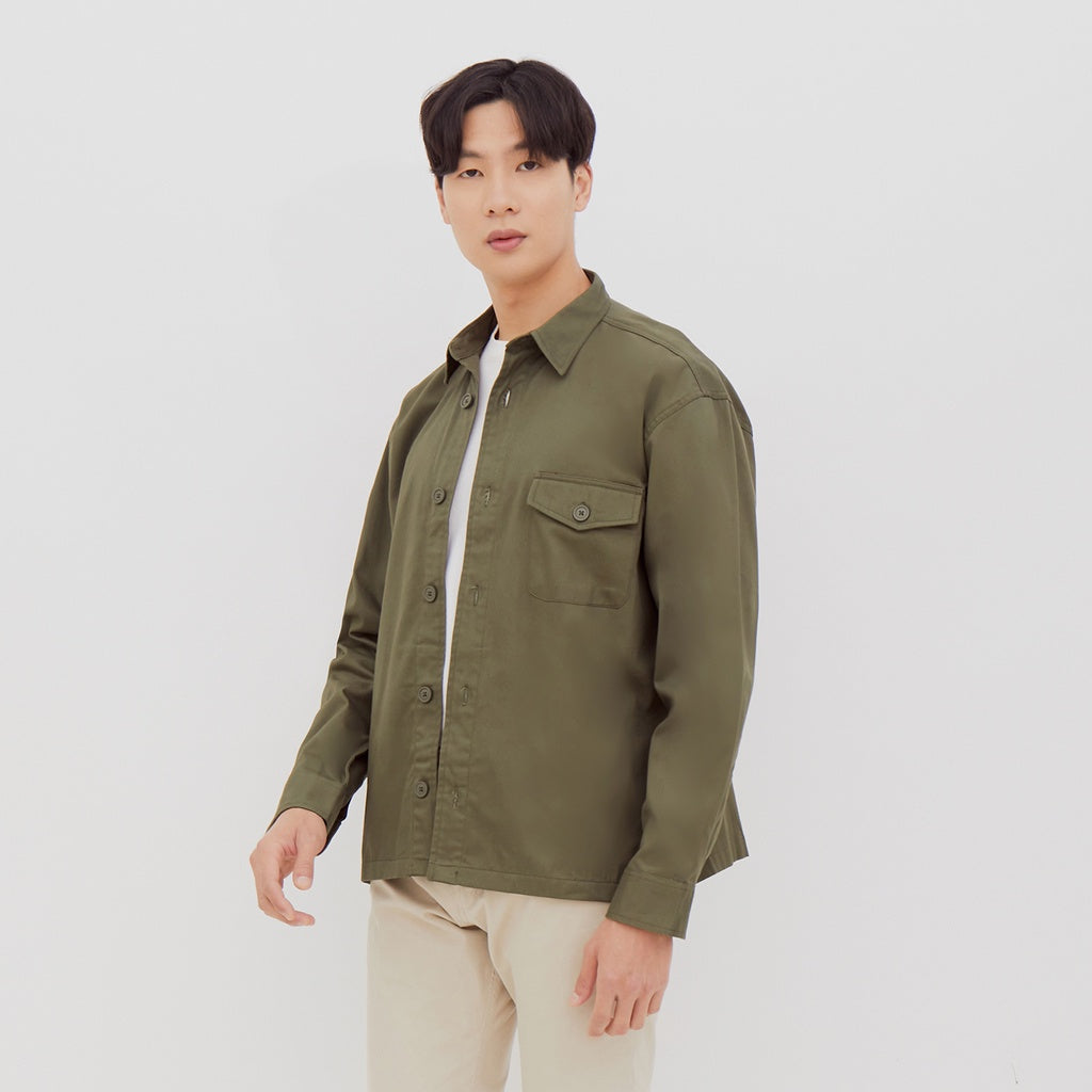 M231 Kemeja Jaket Pria Panjang Olive 2269C