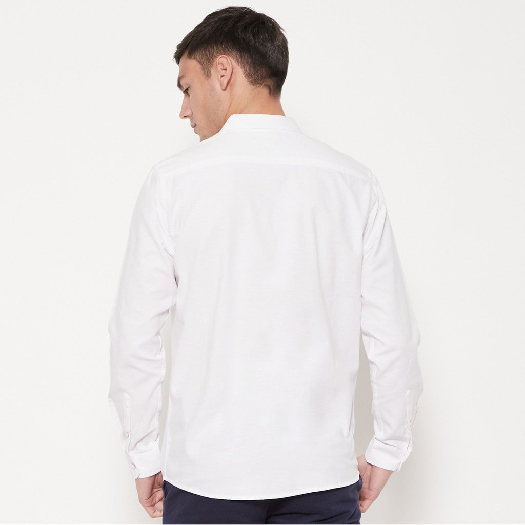 M231 Kemeja Pria Basic Polos Oxford Panjang Warna Putih 1468A