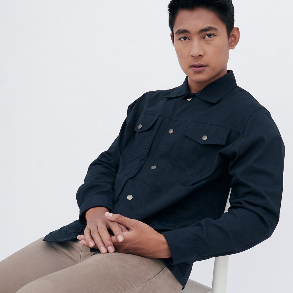 M231 Jaket Pria Coverall Panjang Navy 1957D