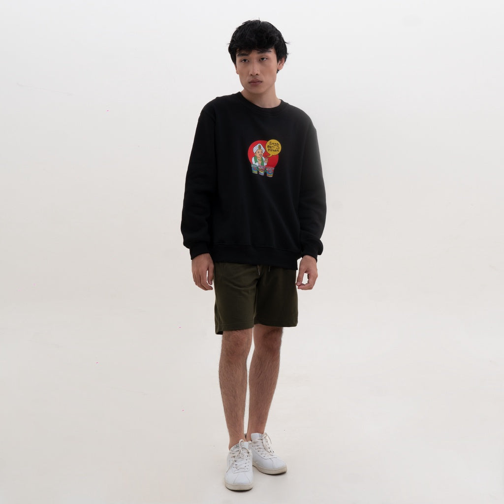 M231 x Hari Merdeka Sweater Crewneck Panjang Hitam 2319A
