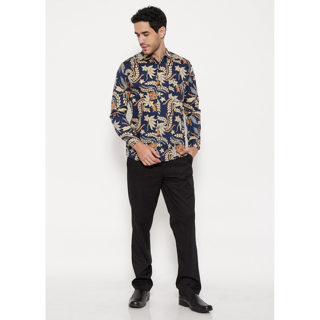 M231 Kemeja Pria Batik Panjang Warna Navy 1080A