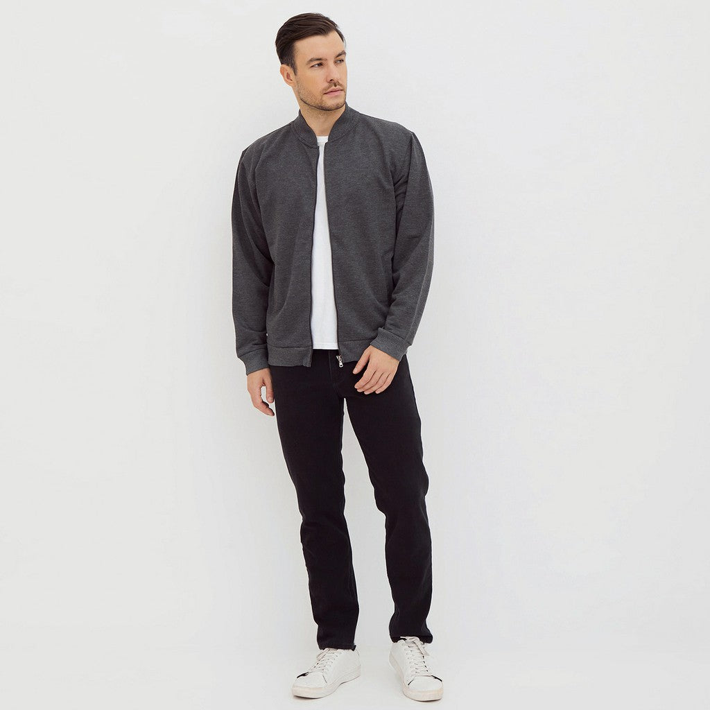 M231 Jaket Pria Bomber Panjang Abu 2091D